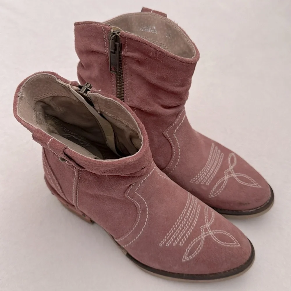 Sundance | Etta Cowboy Western Side Zip Suede Short Boots Pink (EU 36/US 6.5) - Picture 16 of 16